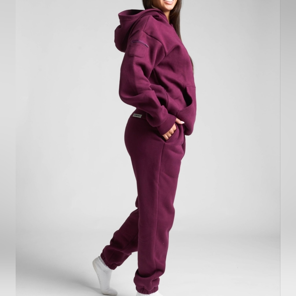 🥰2 Pc SeT ❤️NIP❤️ Comfrt TRAVEL ESSENTIALS HOODIE & PANTS S/M Plum